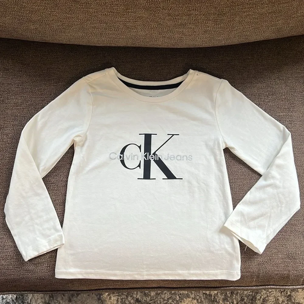 New Calvin Klein Faux Fur Vest with Calvin Klein Long Sleeve Shirt Girls size 5